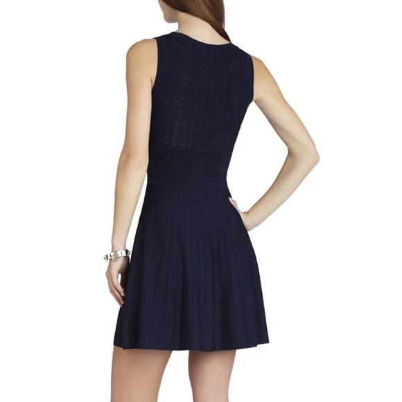 BCBGMAXAZRIA NAVY EMILIA PONTELLE & OTTOMAN DRESS LZL61B67/B469A SIZE L - Picture 2 of 7